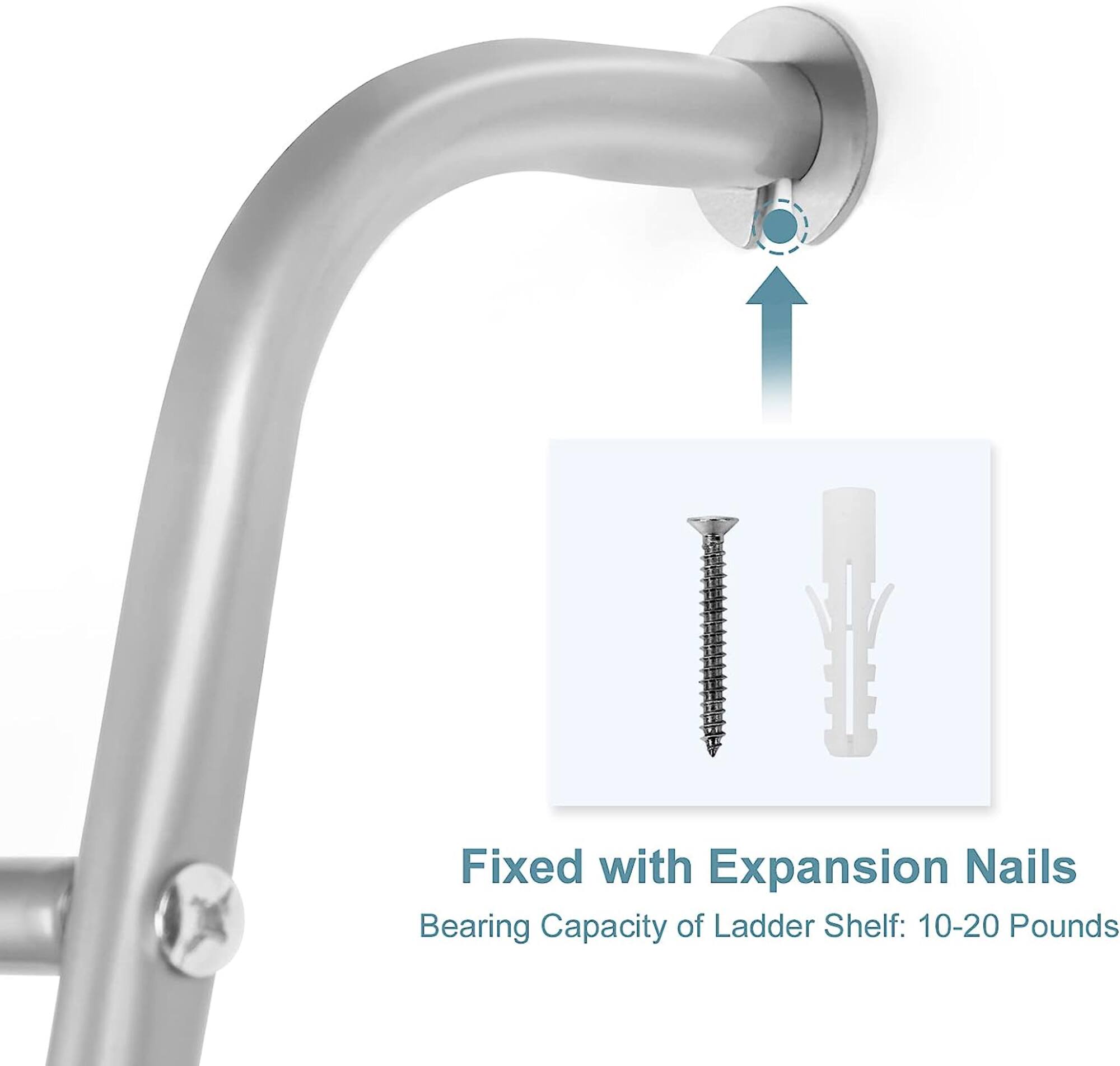 NEX™ 5ft. 5-Tier Silver Wall-Mounted Metal Towel Ladder